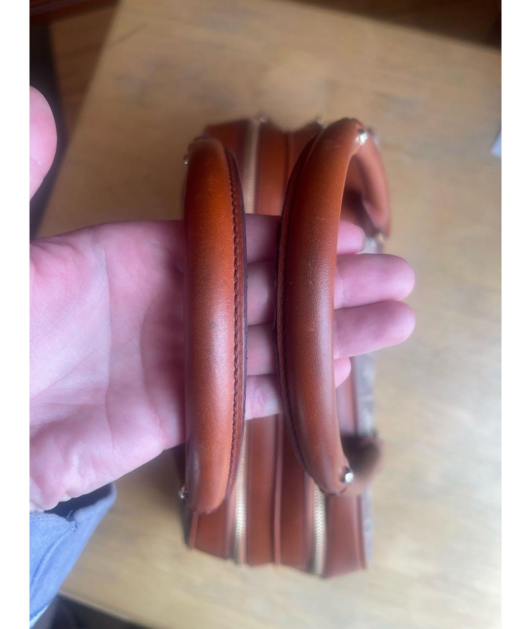 LANCEL Коричневая жаккардовая сумка с короткими ручками, фото 6