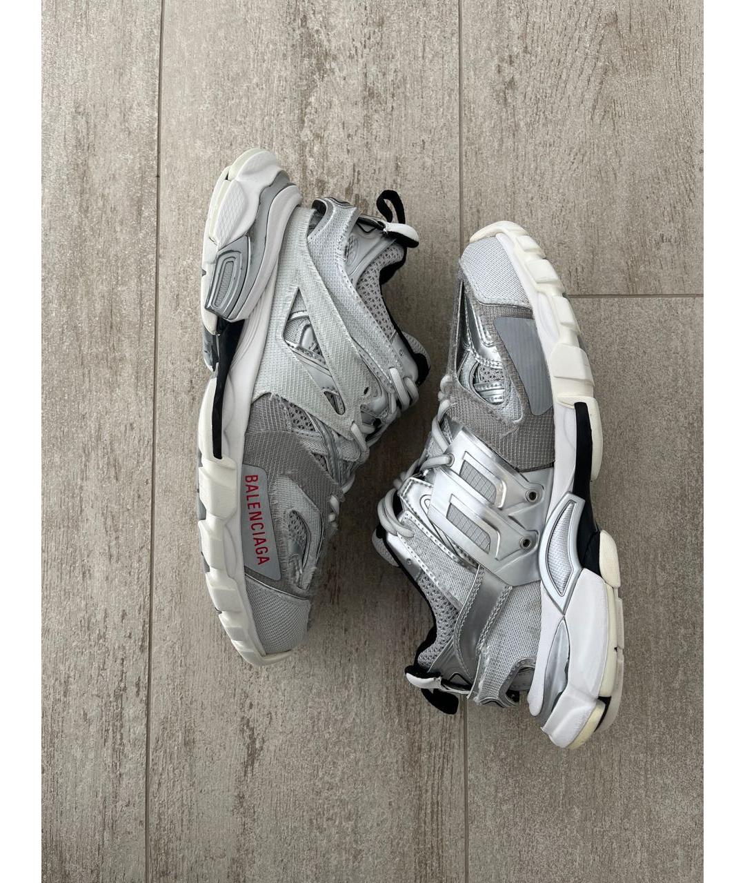 BALENCIAGA Серебряные текстильные кроссовки, фото 3