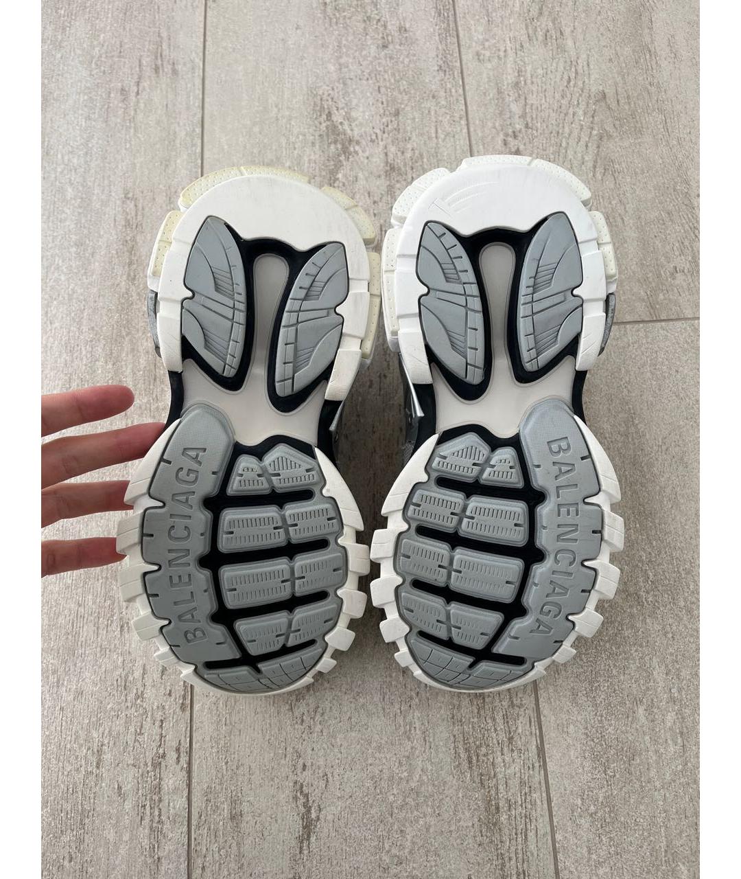 BALENCIAGA Серебряные текстильные кроссовки, фото 5