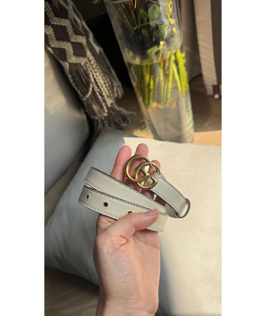 GUCCI Бежевый кожаный ремень, фото 4