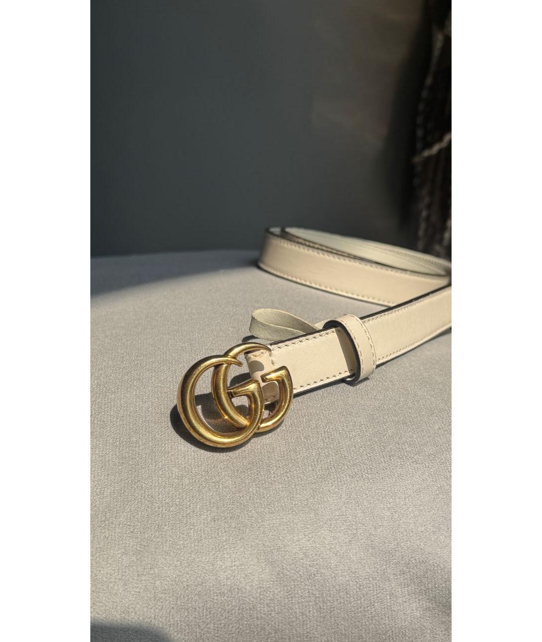 GUCCI Бежевый кожаный ремень, фото 2