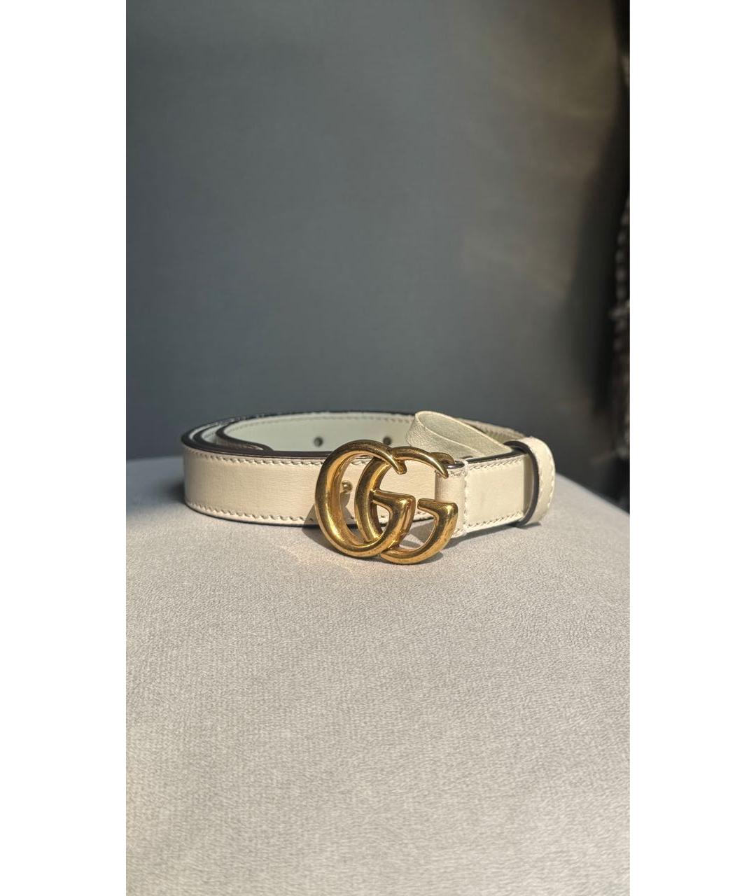 GUCCI Бежевый кожаный ремень, фото 9