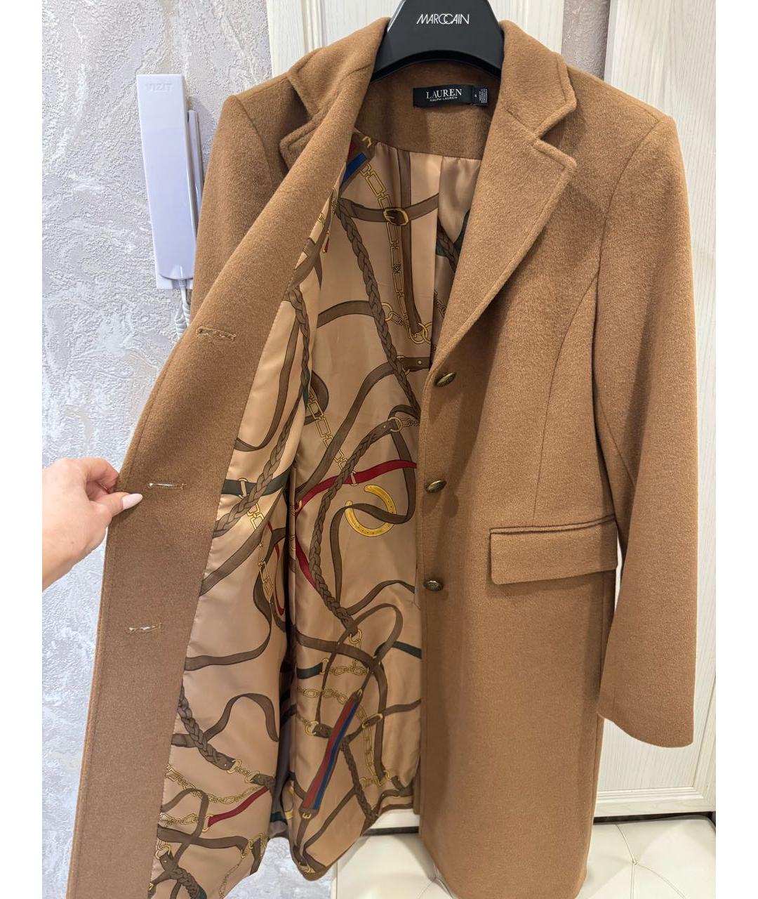 RALPH LAUREN Коричневое шерстяное пальто, фото 3