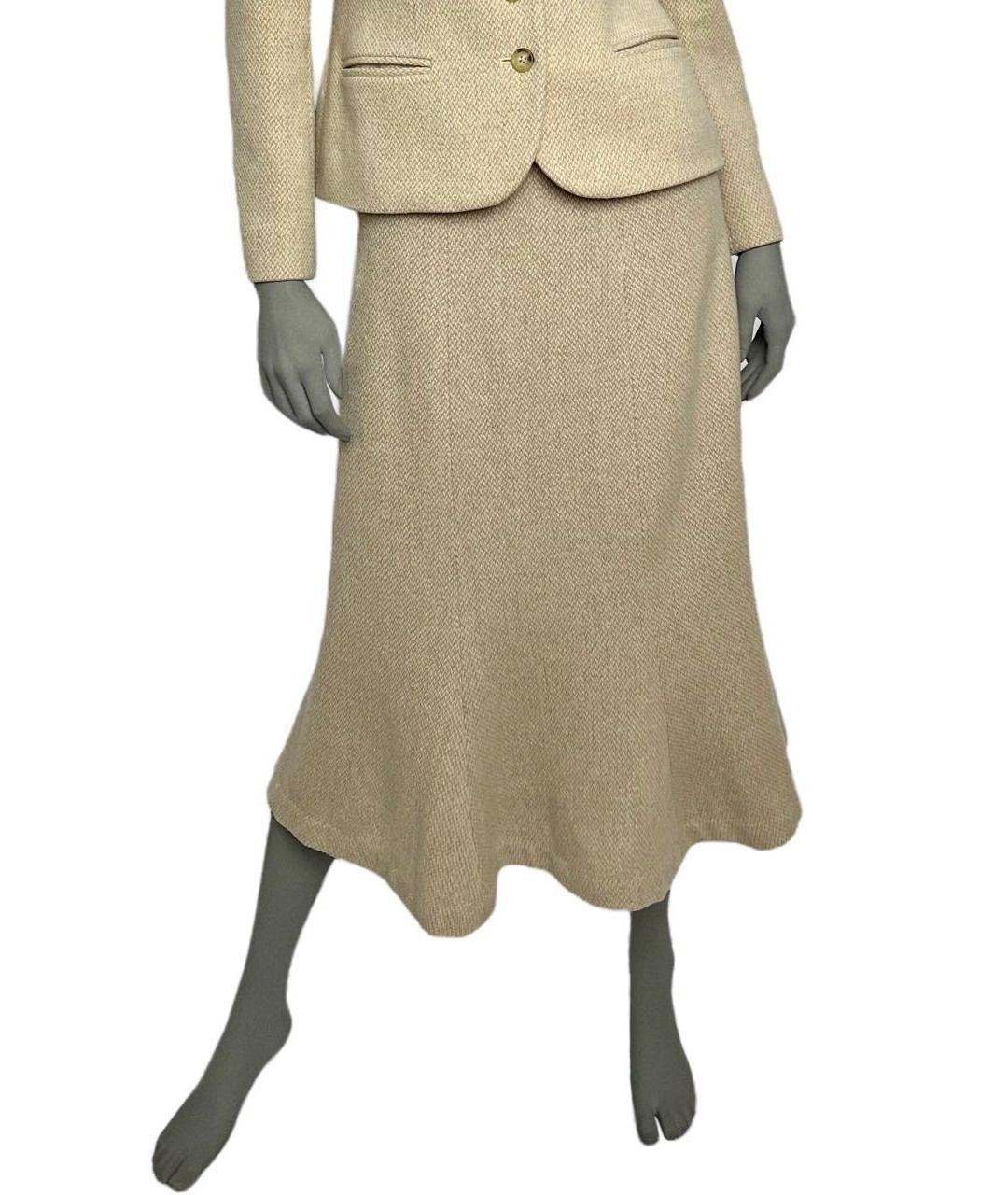 RALPH LAUREN Бежевая шерстяная юбка миди, фото 4