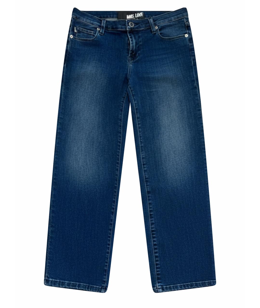 LOVE MOSCHINO Синие хлопко-полиэстеровые прямые джинсы, фото 1