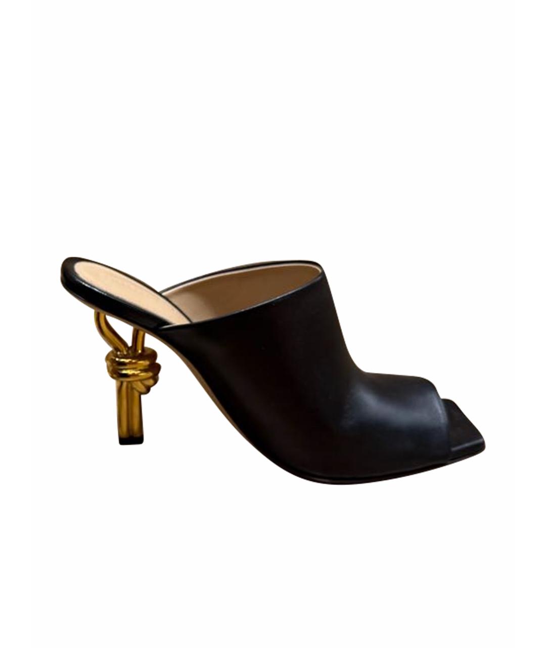 BOTTEGA VENETA Черные кожаные мюли, фото 1