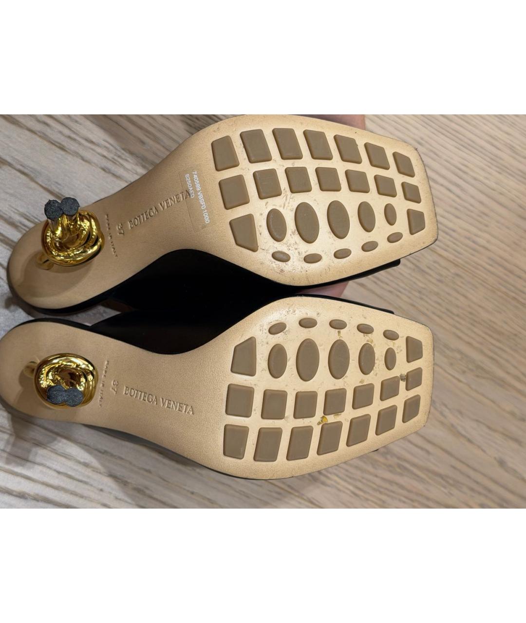 BOTTEGA VENETA Черные кожаные мюли, фото 5