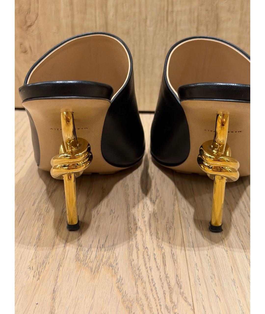 BOTTEGA VENETA Черные кожаные мюли, фото 3