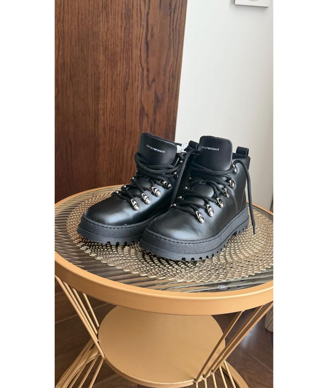 EMPORIO ARMANI Черные кожаные ботинки, фото 5