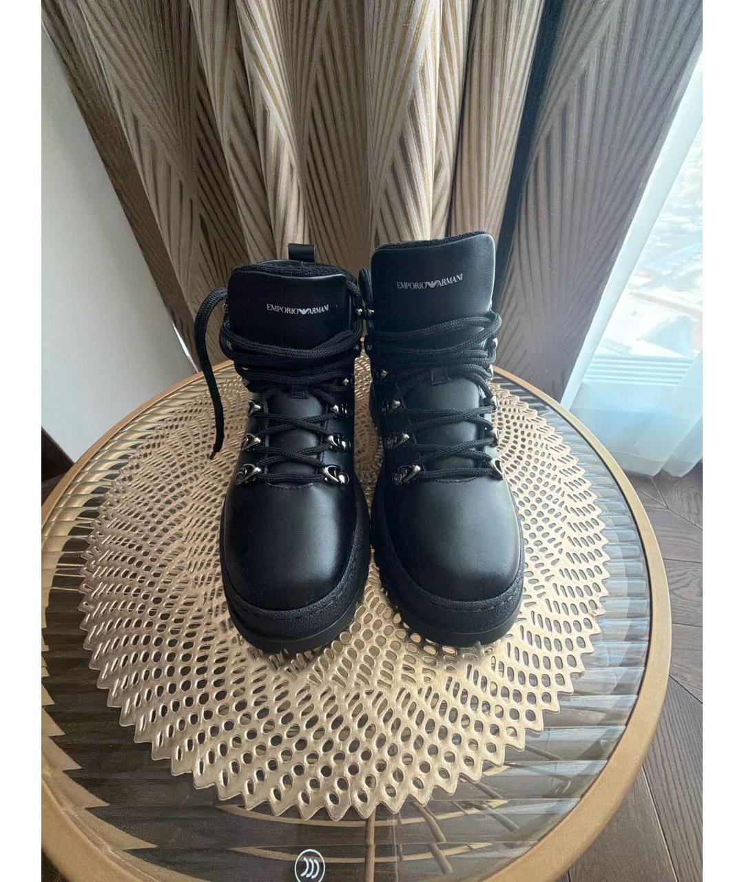 EMPORIO ARMANI Черные кожаные ботинки, фото 2