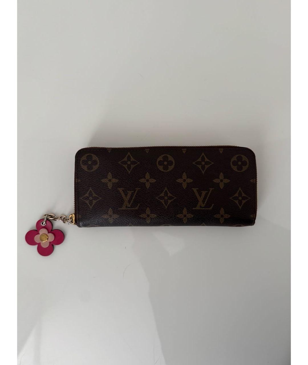 LOUIS VUITTON Коричневый кожаный кошелек, фото 8