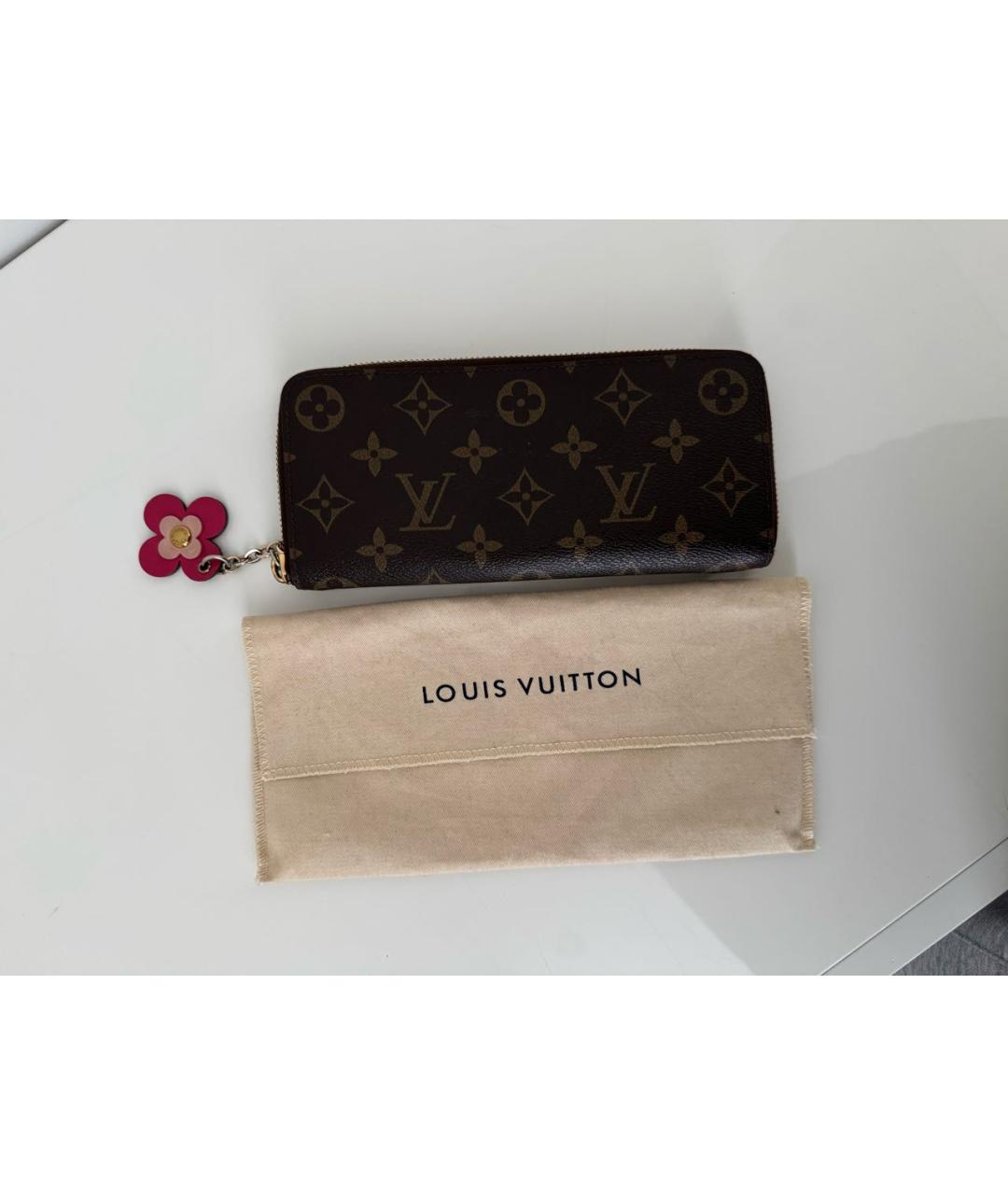 LOUIS VUITTON Коричневый кожаный кошелек, фото 7