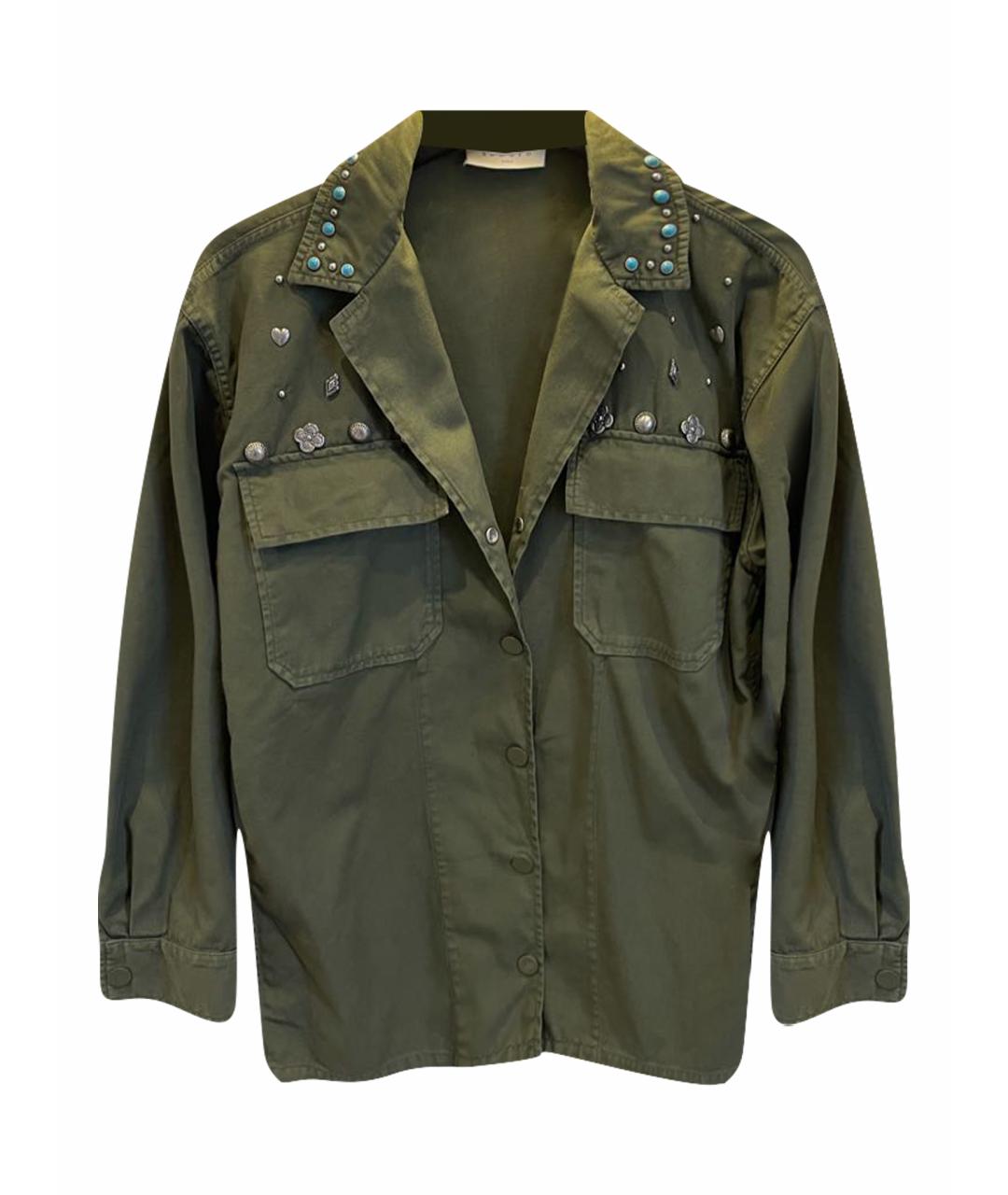 SANDRO Хаки хлопковая рубашка, фото 1