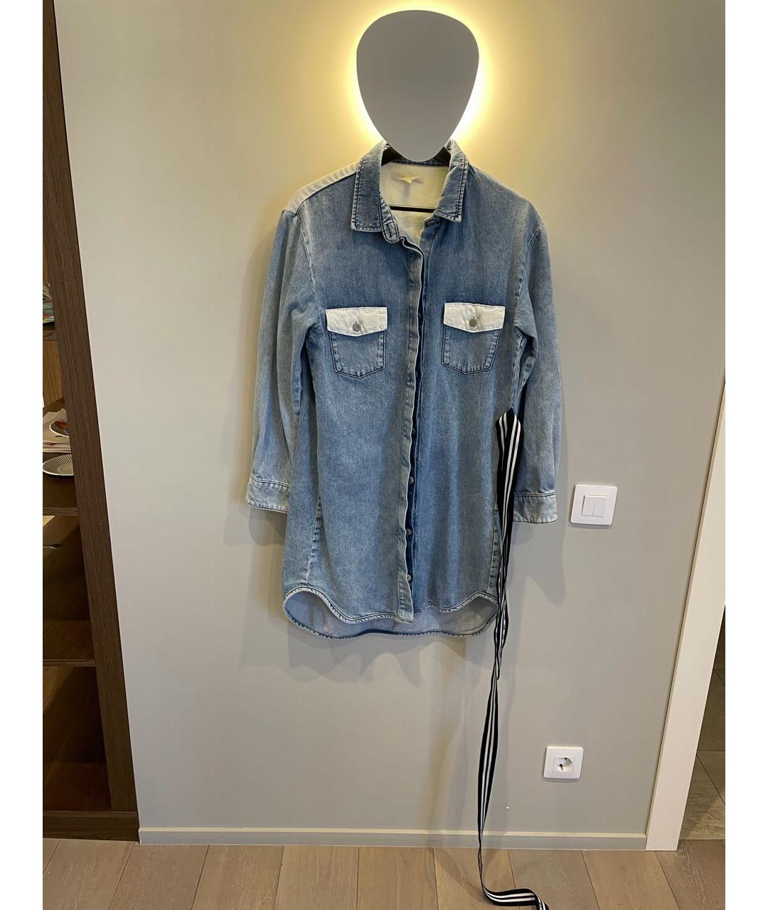 MAJE Голубое деним повседневное платье, фото 3