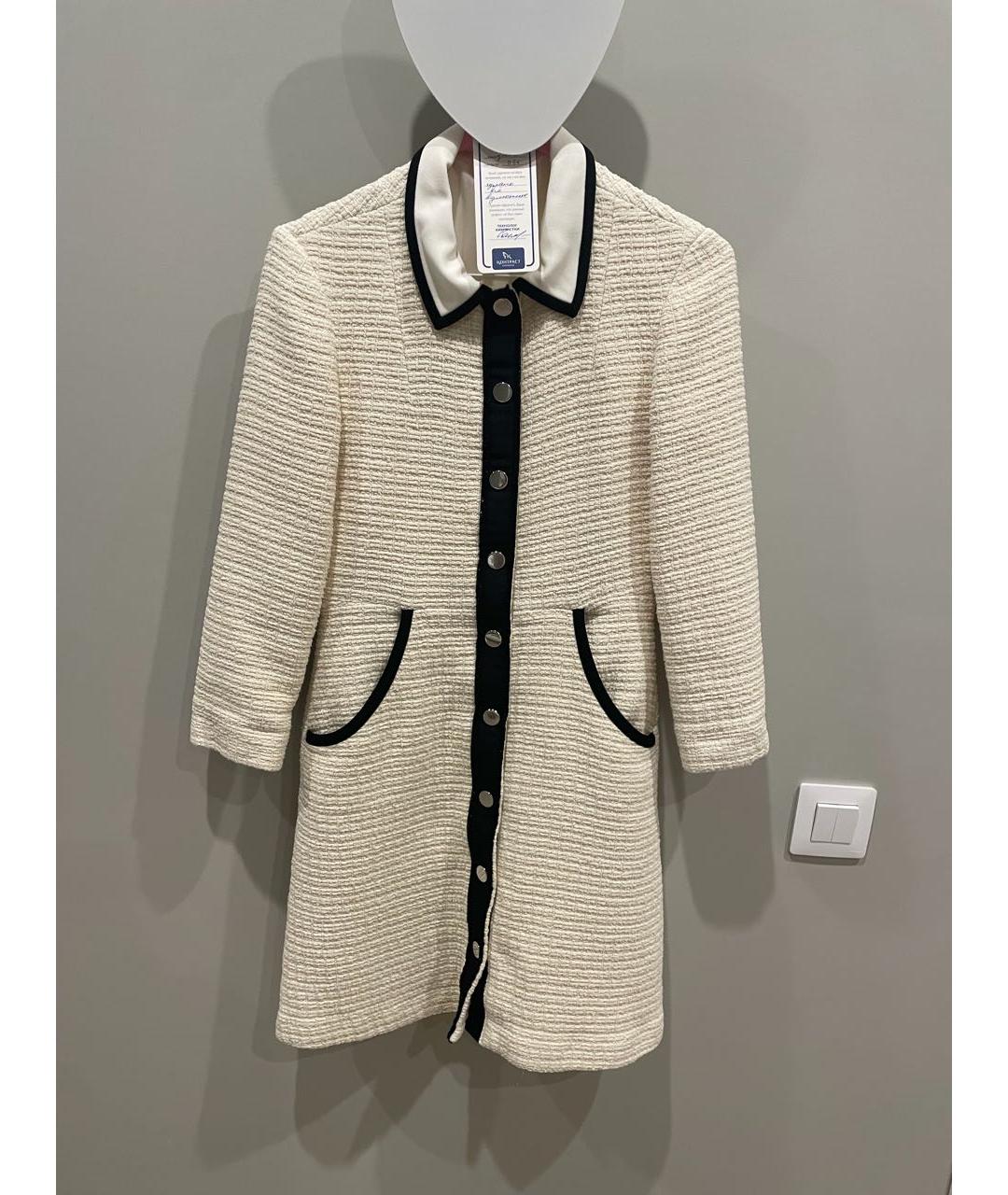 MAJE Белое твидовое коктейльное платье, фото 4