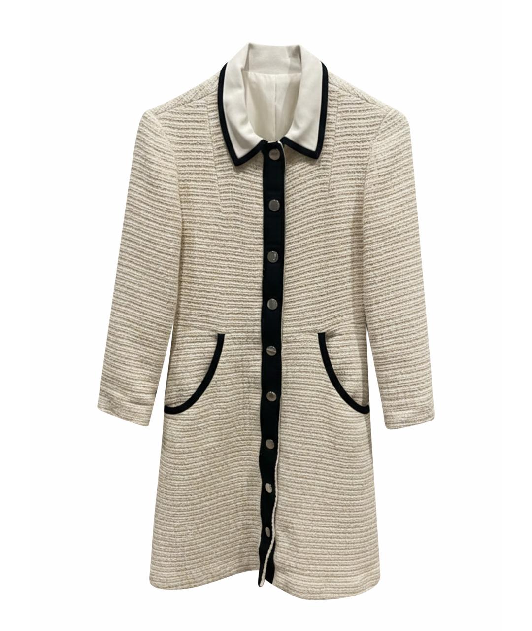 MAJE Белое твидовое коктейльное платье, фото 1