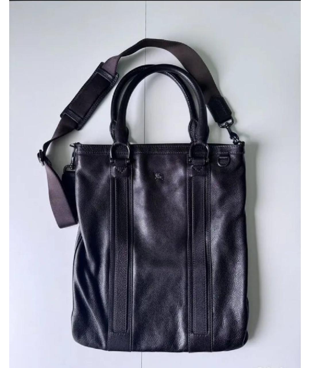 BURBERRY Коричневая кожаная сумка тоут, фото 5