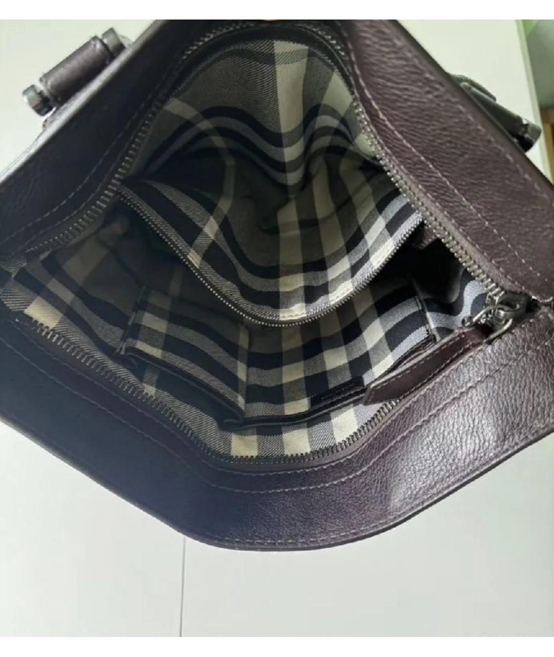 BURBERRY Коричневая кожаная сумка тоут, фото 3