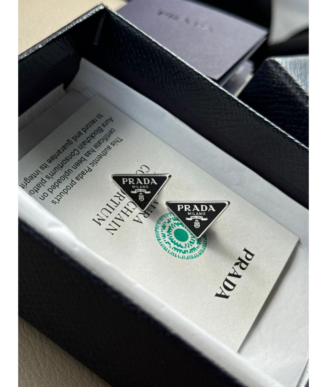PRADA Черные серебряные серьги, фото 8