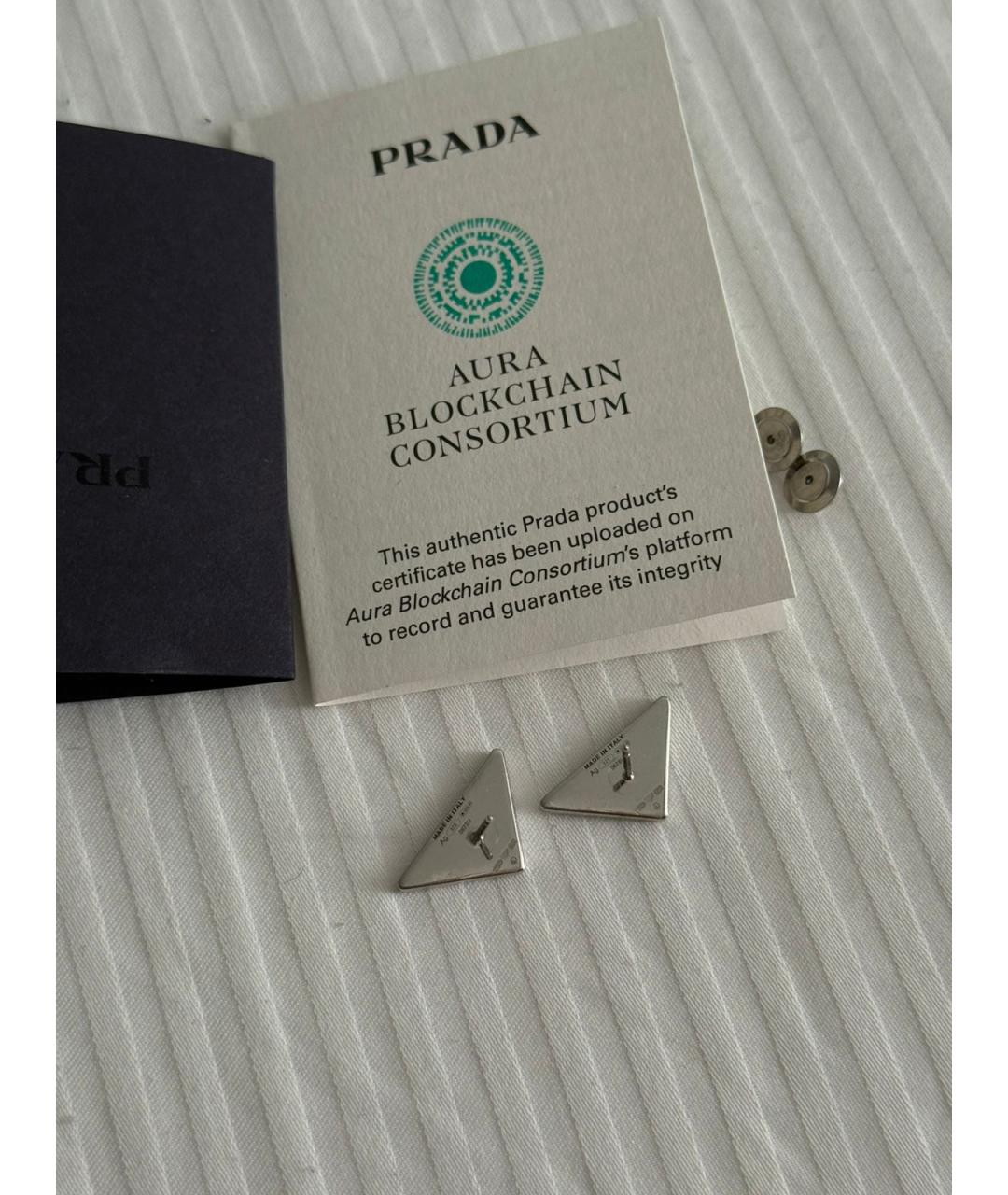 PRADA Черные серебряные серьги, фото 2