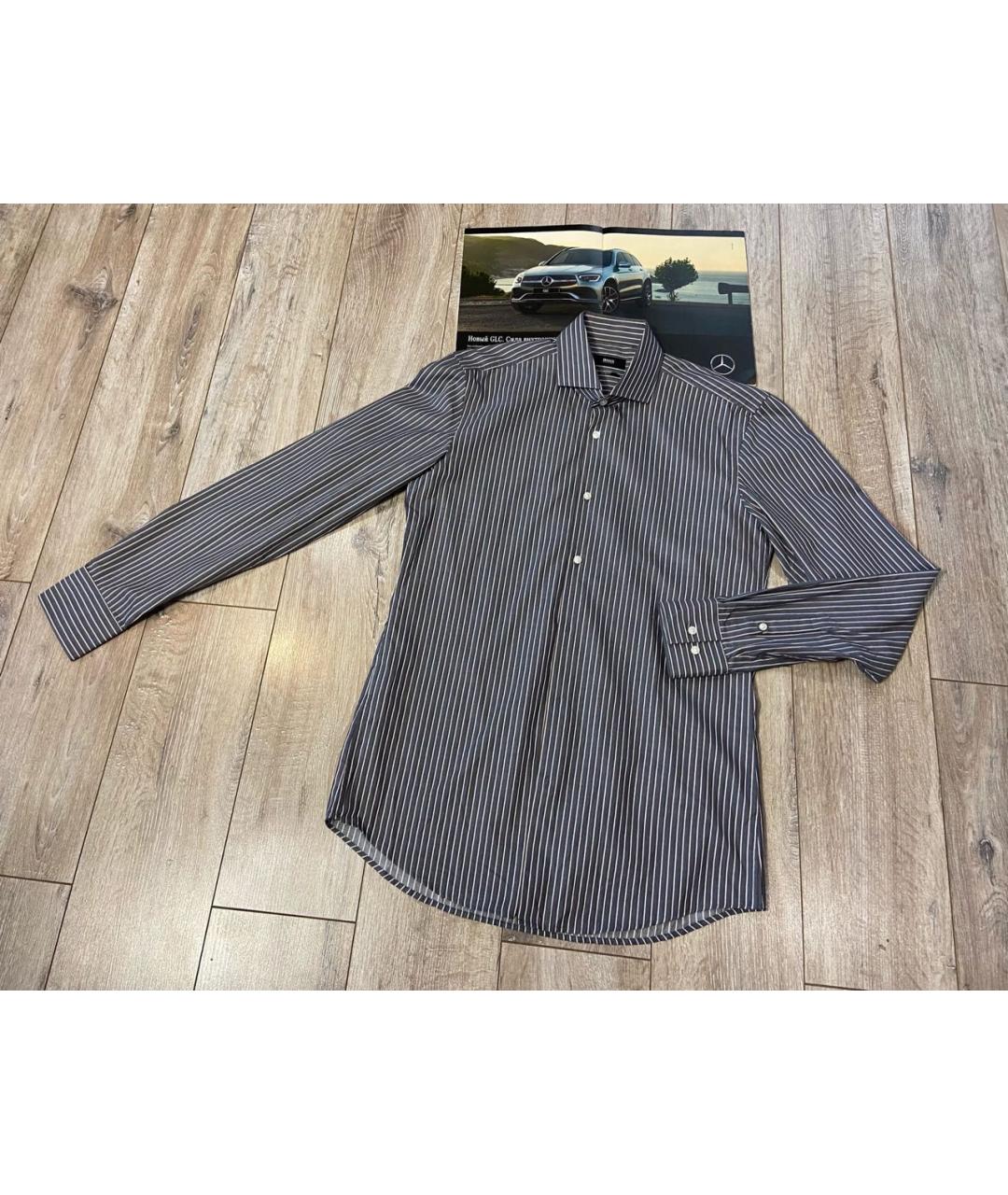 HUGO BOSS Серая хлопковая классическая рубашка, фото 9