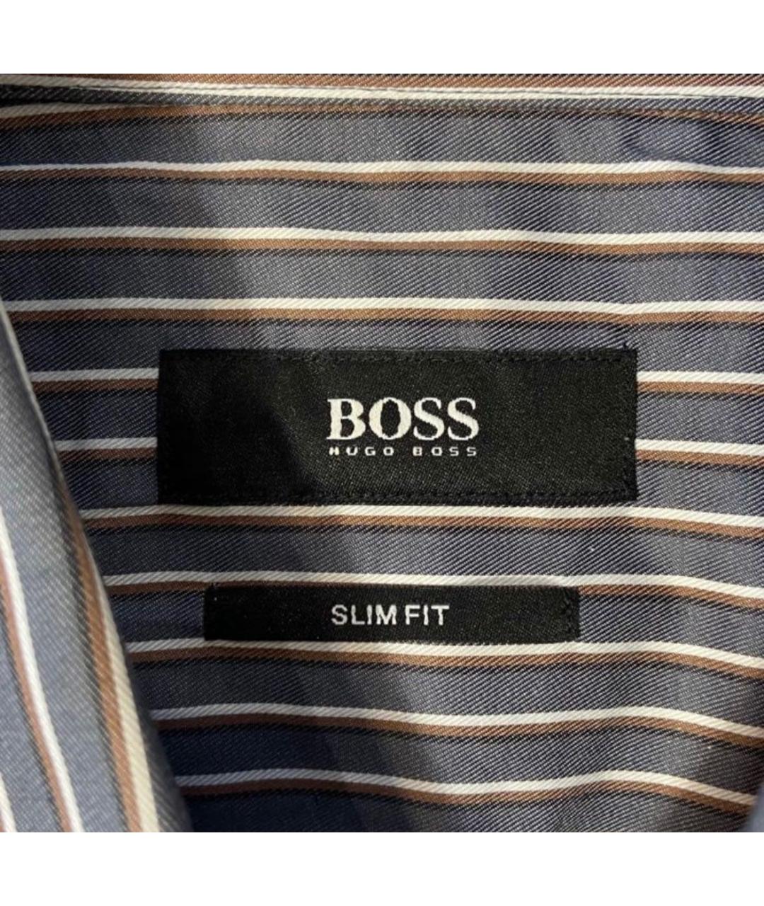 HUGO BOSS Серая хлопковая классическая рубашка, фото 5