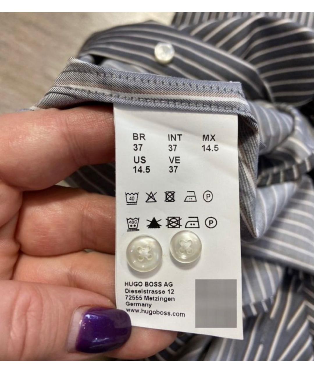 HUGO BOSS Серая хлопковая классическая рубашка, фото 8