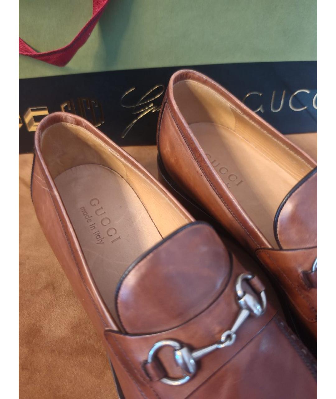 GUCCI Коричневые кожаные лоферы, фото 5