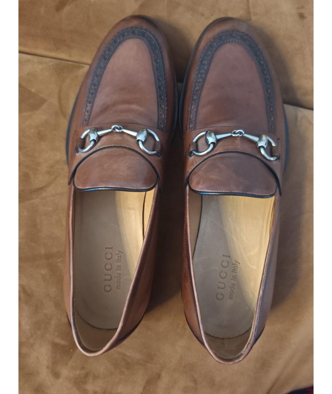 GUCCI Коричневые кожаные лоферы, фото 3