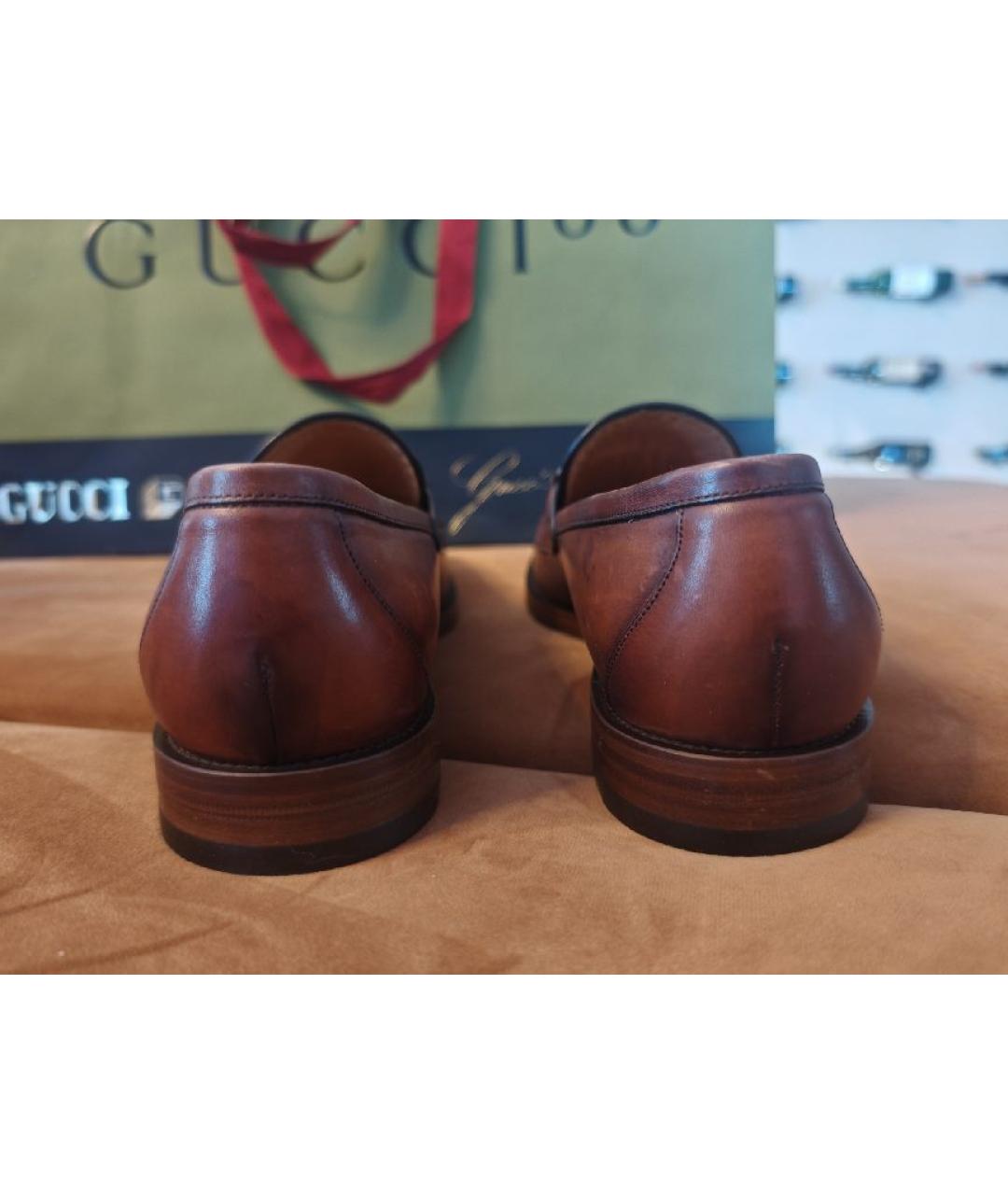 GUCCI Коричневые кожаные лоферы, фото 4