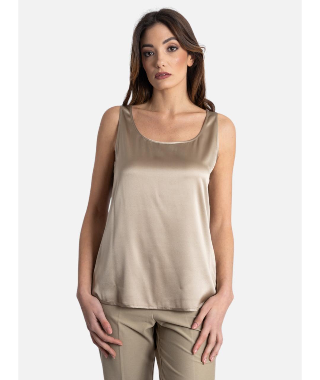 MAX MARA Бежевая шелковая майка, фото 5