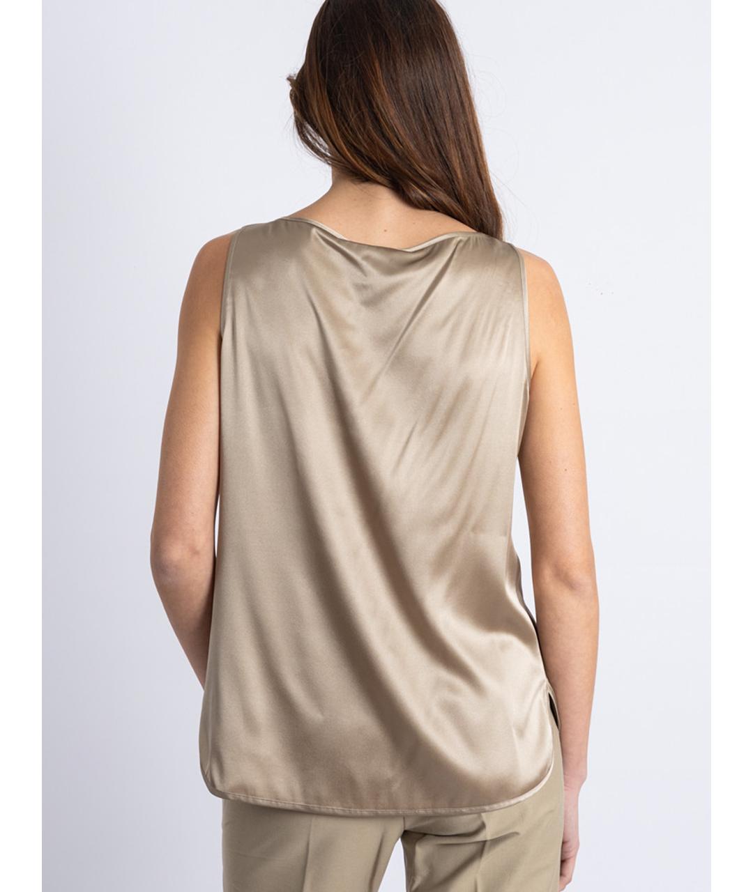 MAX MARA Бежевая шелковая майка, фото 3