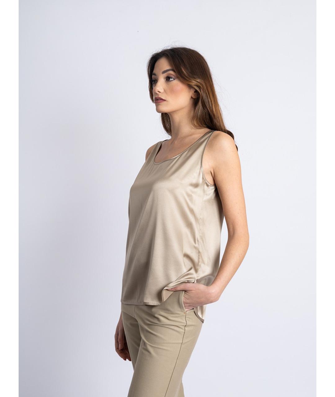 MAX MARA Бежевая шелковая майка, фото 2