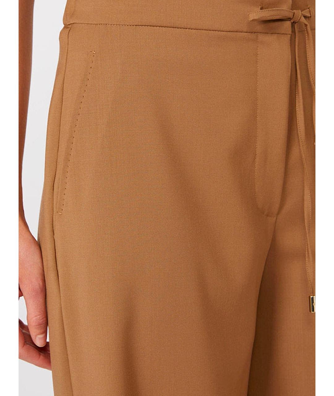 MAX MARA STUDIO Бежевые шерстяные брюки широкие, фото 4