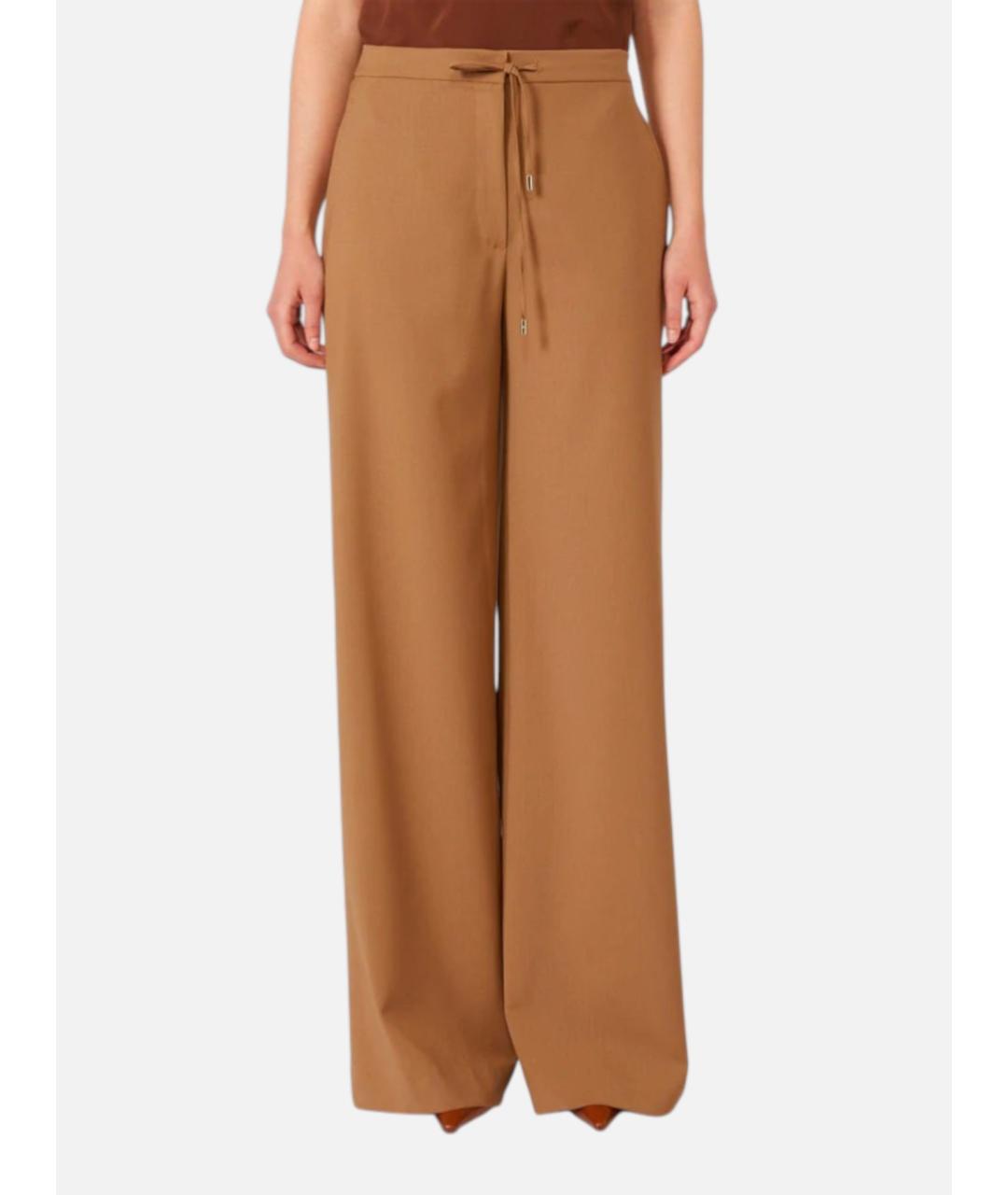 MAX MARA STUDIO Бежевые шерстяные брюки широкие, фото 5