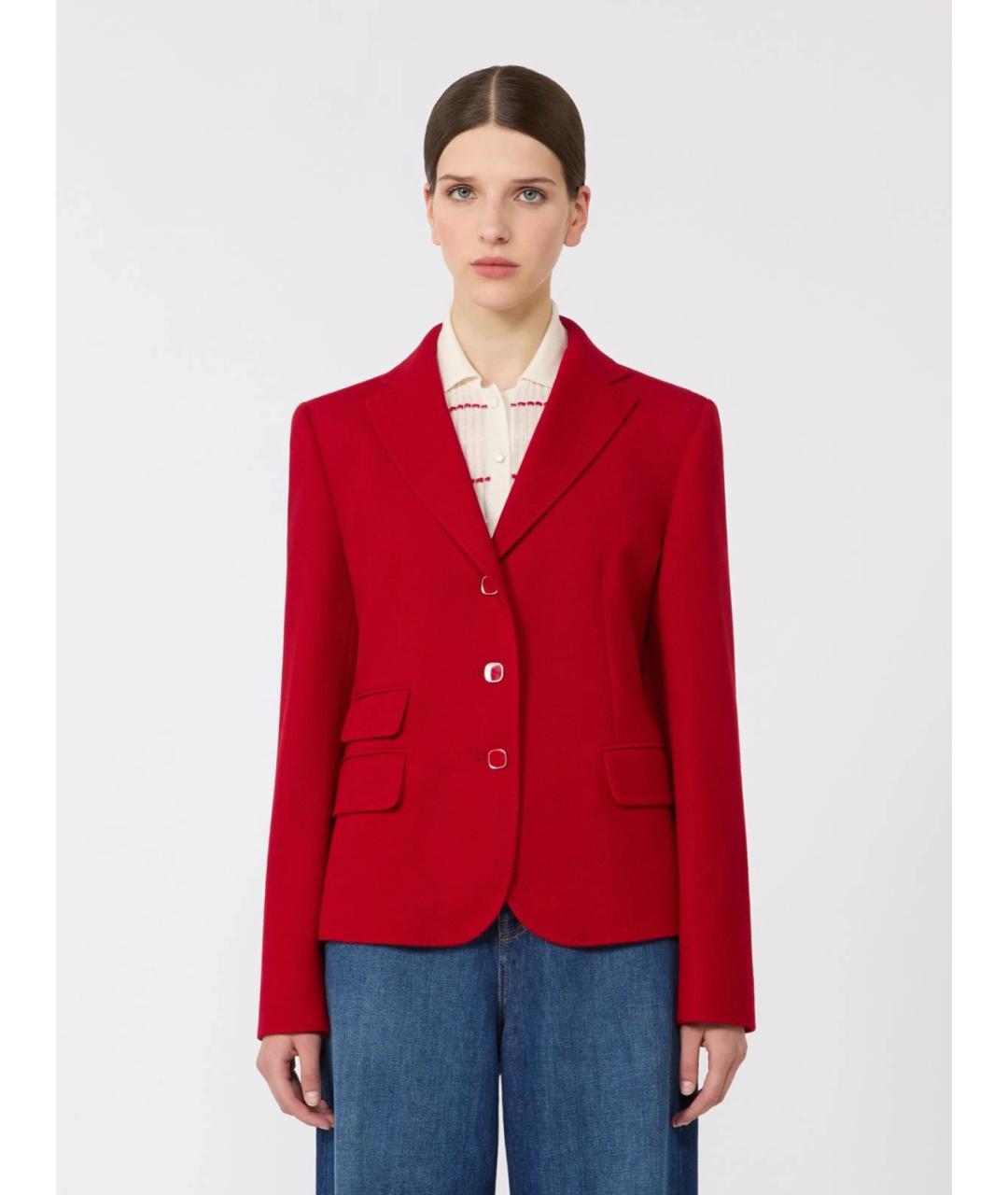 MAX MARA STUDIO Красный шерстяной жакет/пиджак, фото 3