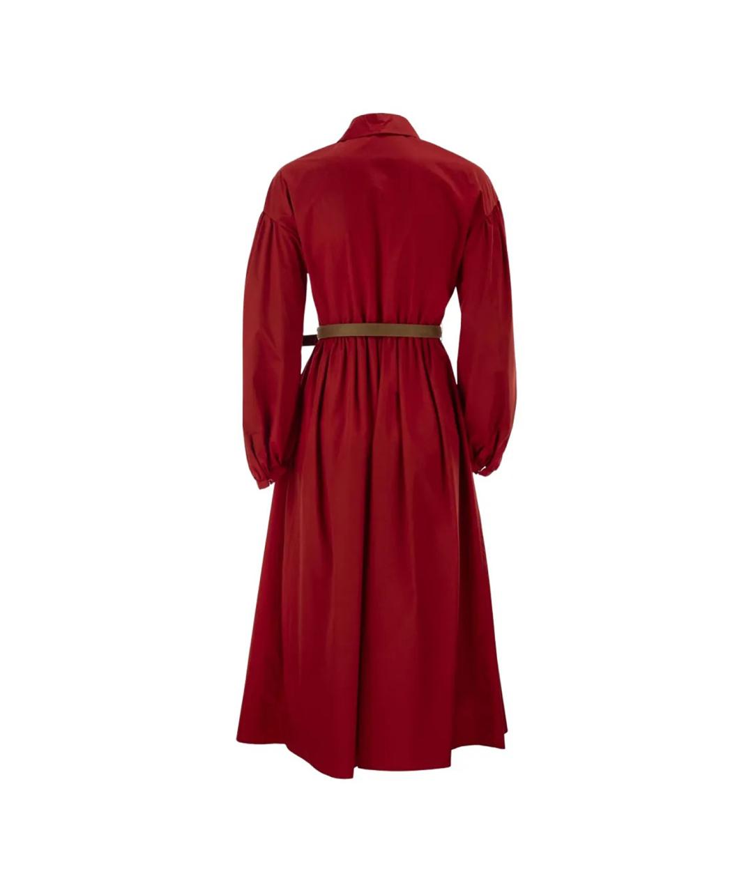 MAX MARA STUDIO Красное хлопковое повседневное платье, фото 3
