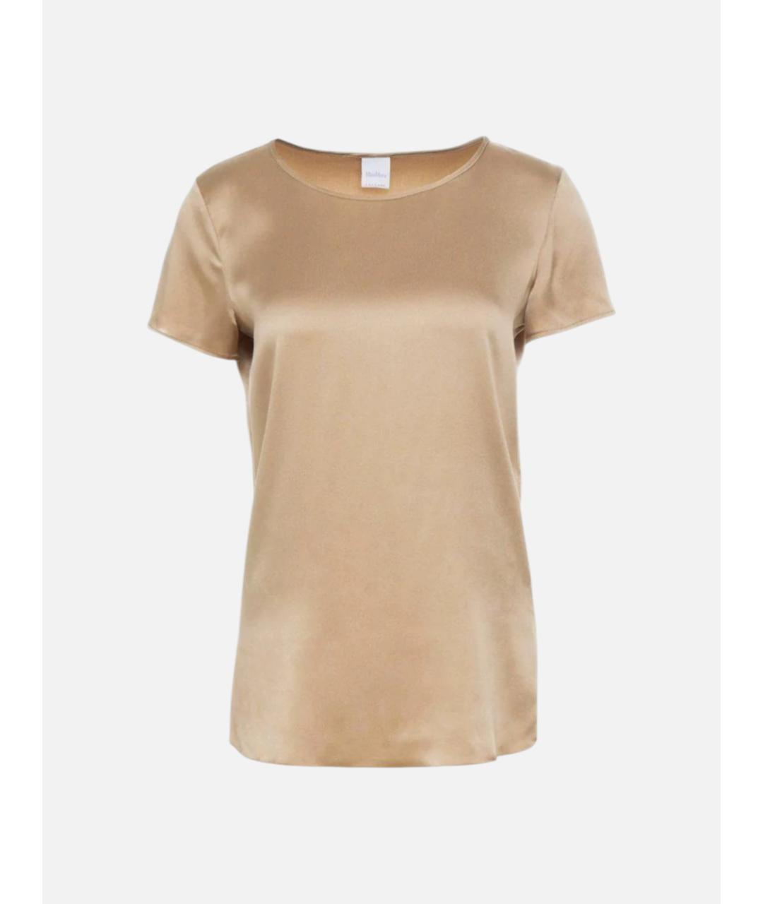 MAX MARA Бежевая шелковая блузы, фото 5