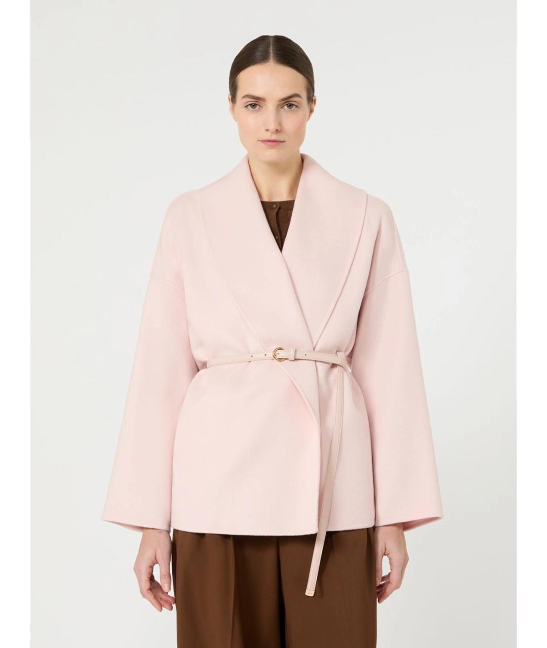 MAX MARA STUDIO Розовое шерстяное пальто, фото 3