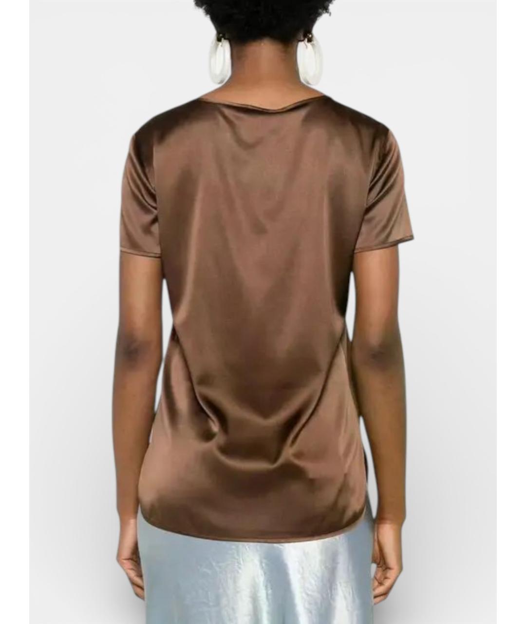 MAX MARA Коричневая шелковая блузы, фото 4