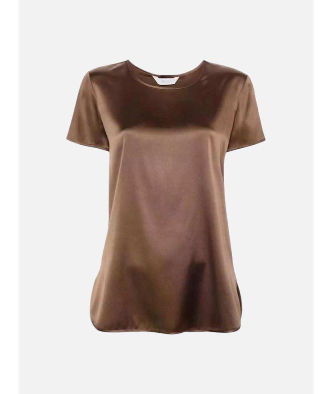 MAX MARA Коричневая шелковая блузы, фото 5