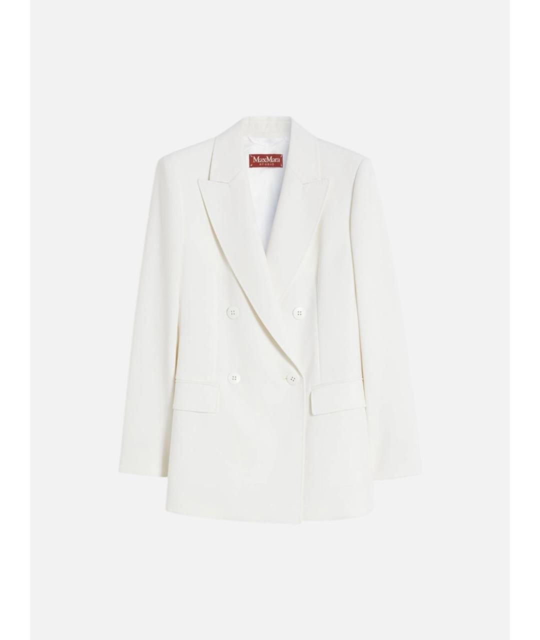 MAX MARA STUDIO Белый шерстяной жакет/пиджак, фото 5