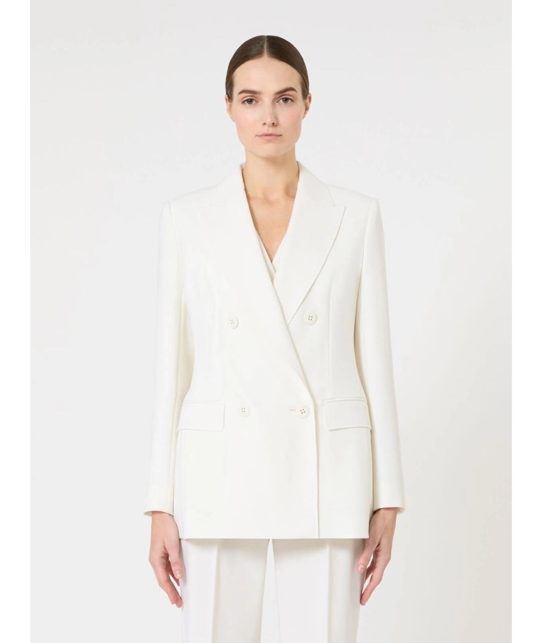 MAX MARA STUDIO Белый шерстяной жакет/пиджак, фото 3