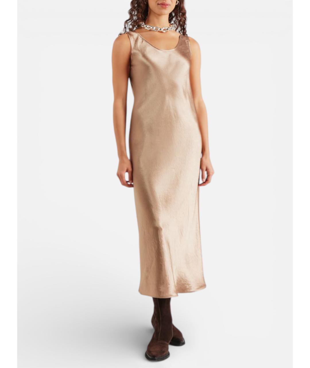 MAX MARA Бежевое ацетатное коктейльное платье, фото 4