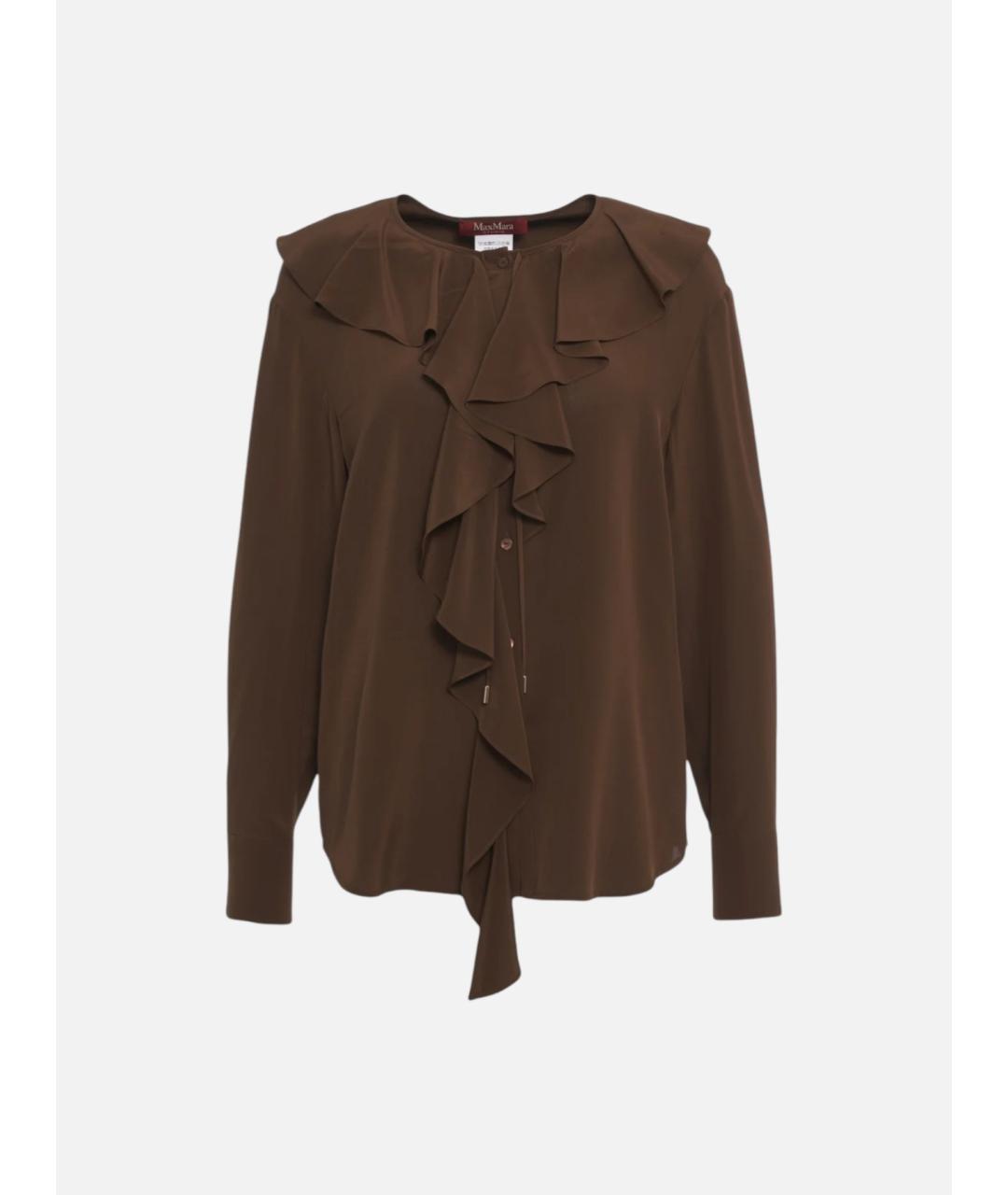 MAX MARA STUDIO Коричневая шелковая блузы, фото 3