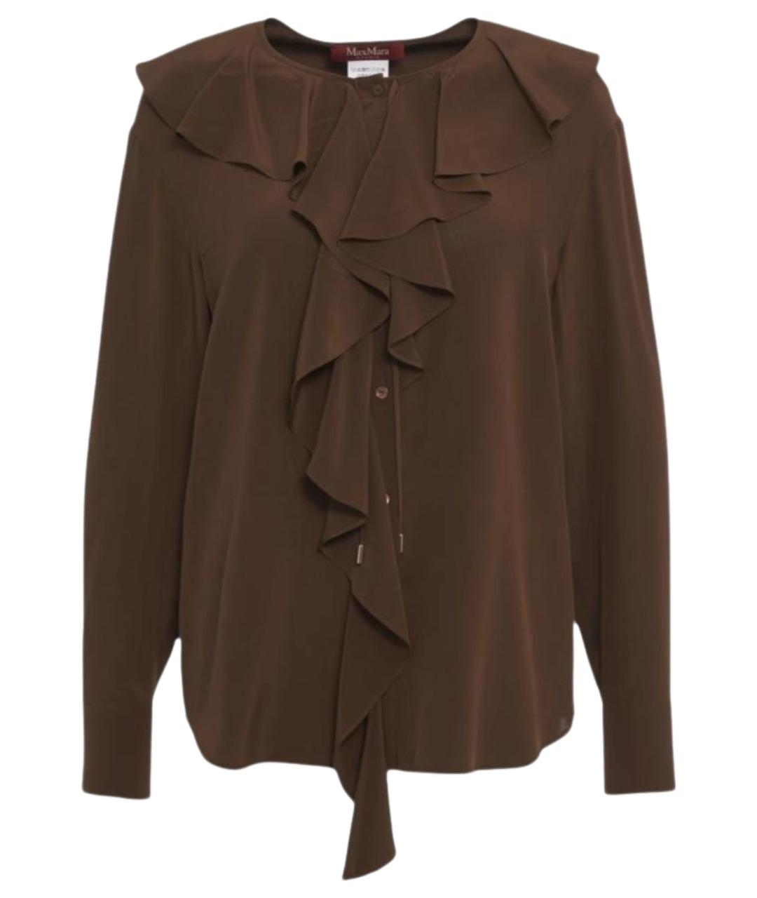 MAX MARA STUDIO Коричневая шелковая блузы, фото 1