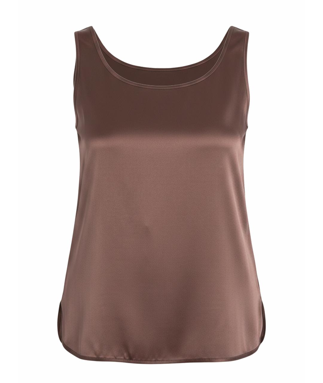 MAX MARA Коричневая шелковая майка, фото 1