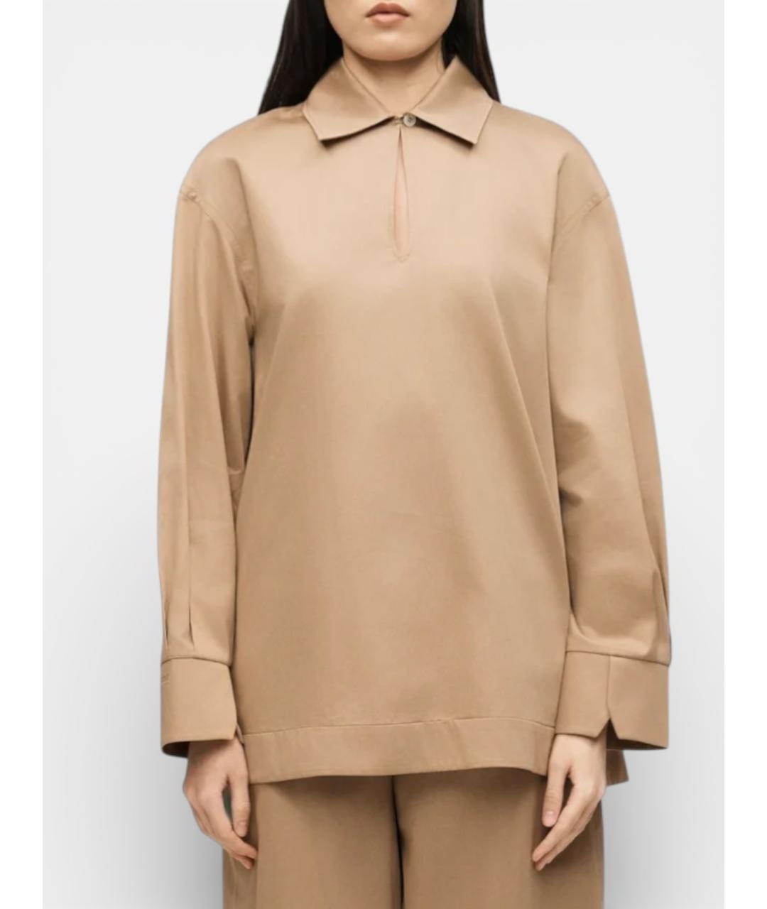 MAX MARA Бежевая хлопковая блузы, фото 2