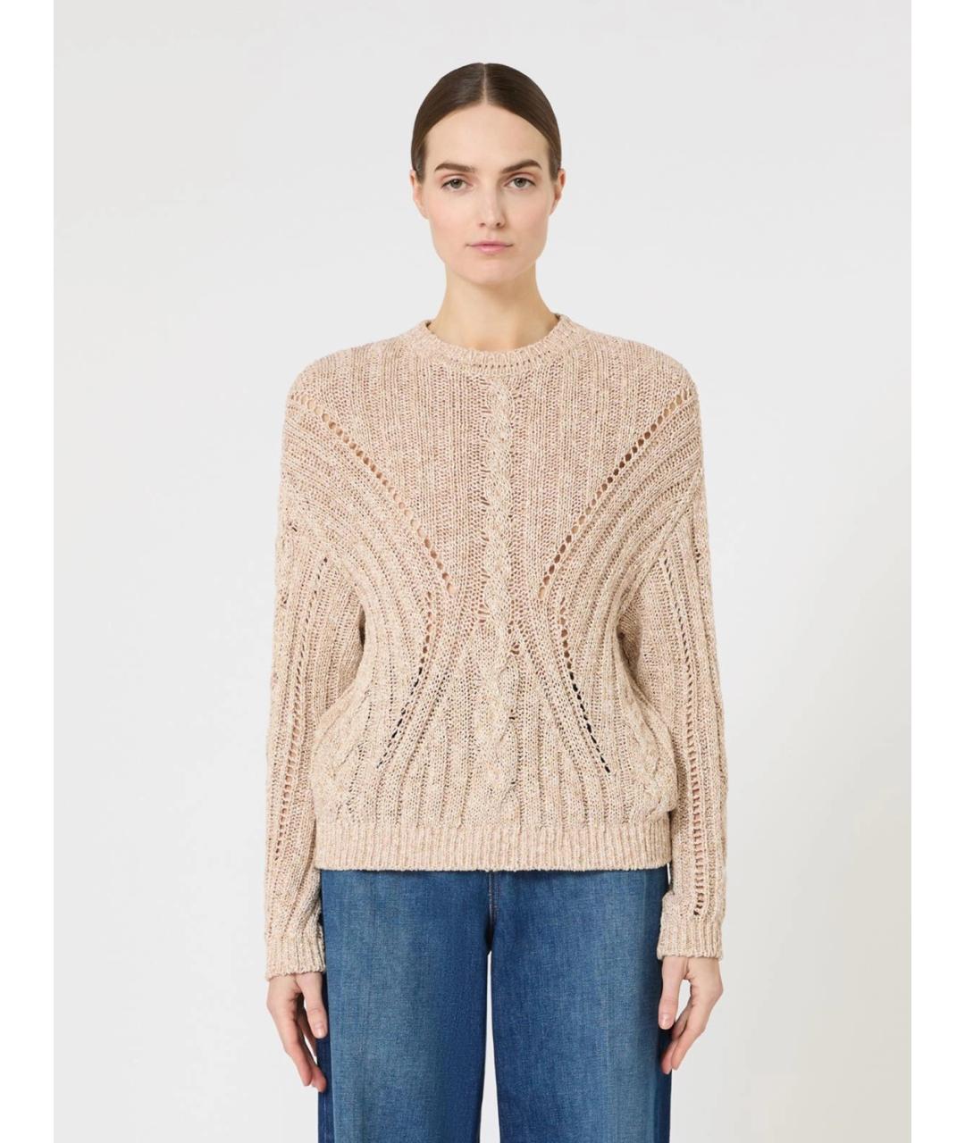 MAX MARA STUDIO Бежевый хлопковый джемпер / свитер, фото 2