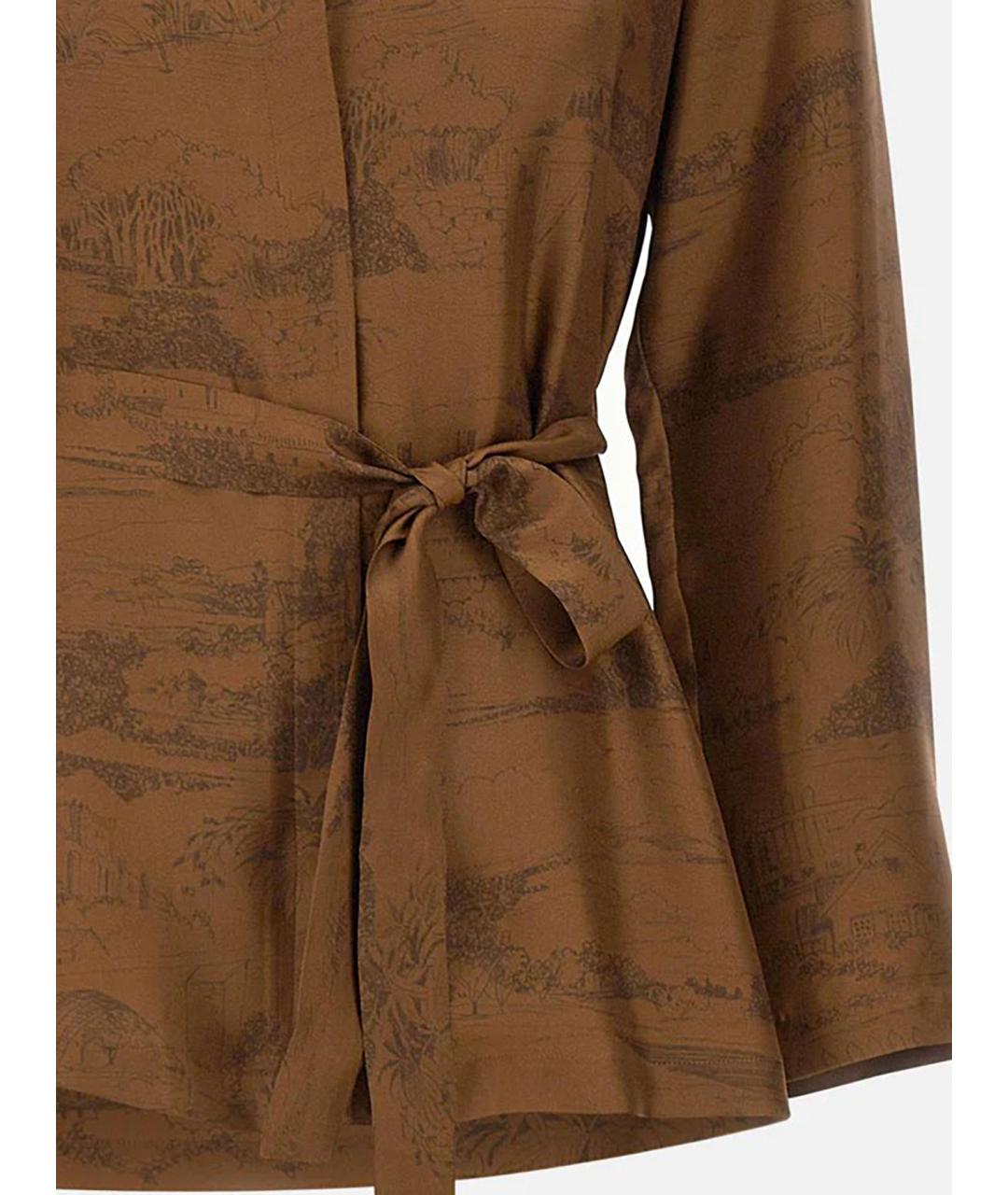 MAX MARA STUDIO Коричневая шелковая рубашка, фото 3